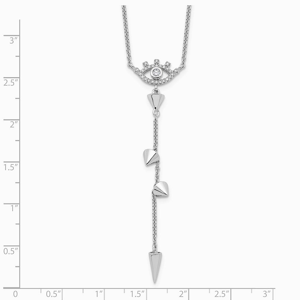 Pure Fire Sterling Silver Rhodium-plated Evil Eye CZ 18in with 2in ext Necklac - Product Photo