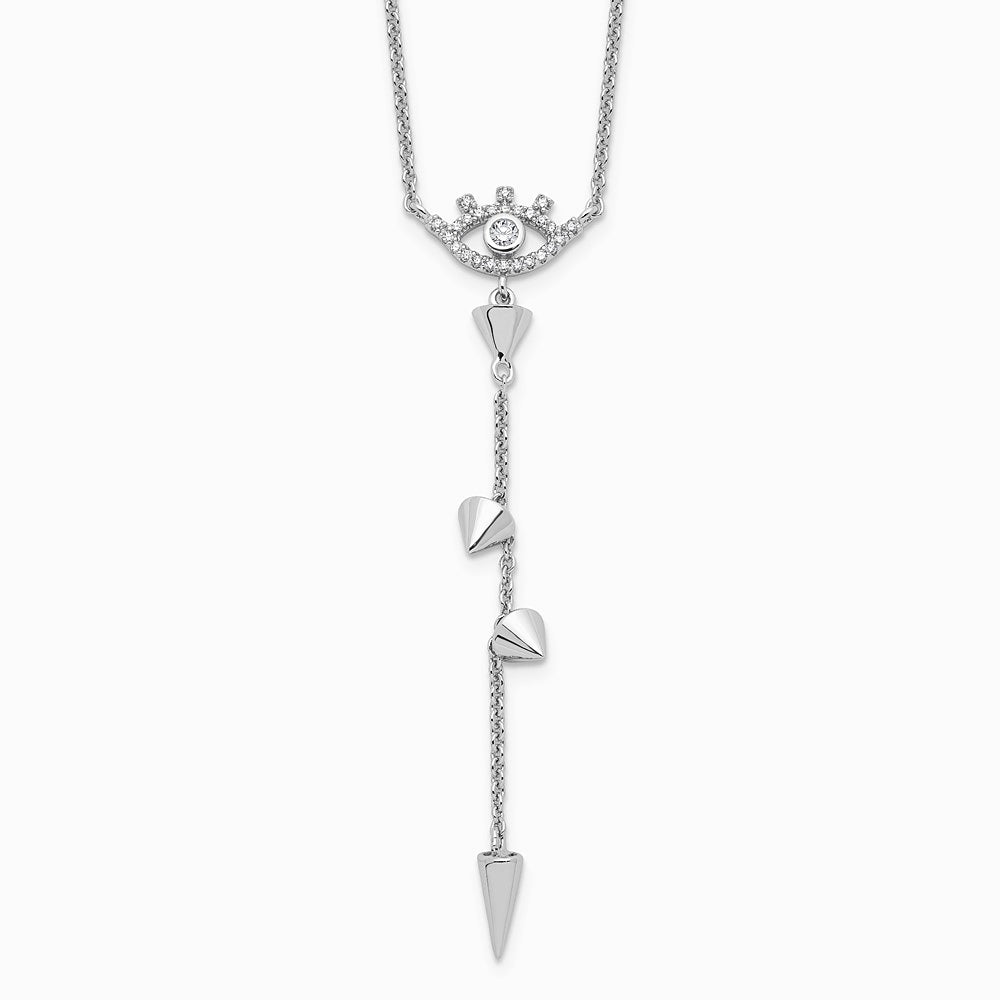 Pure Fire Sterling Silver Rhodium-plated Evil Eye CZ 18in with 2in ext Necklac
