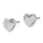 Sterling Silver RH-plated CZ Heart 18in Necklace and Post Earring Set - Product Photo