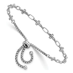 Sterling Silver Rhodium-plated Polished Cross Bolo Bracelet - Product Photo