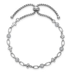 Sterling Silver Rhodium-plated Polished CZ and Cross Bolo Bracelet - Product Photo