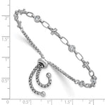 Sterling Silver Rhodium-plated Polished CZ and Cross Bolo Bracelet - Product Photo