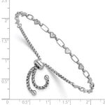 Sterling Silver Rhodium-plated Polished Heart Bolo Bracelet - Product Photo