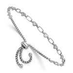 Sterling Silver Rhodium-plated Polished Heart Bolo Bracelet - Product Photo