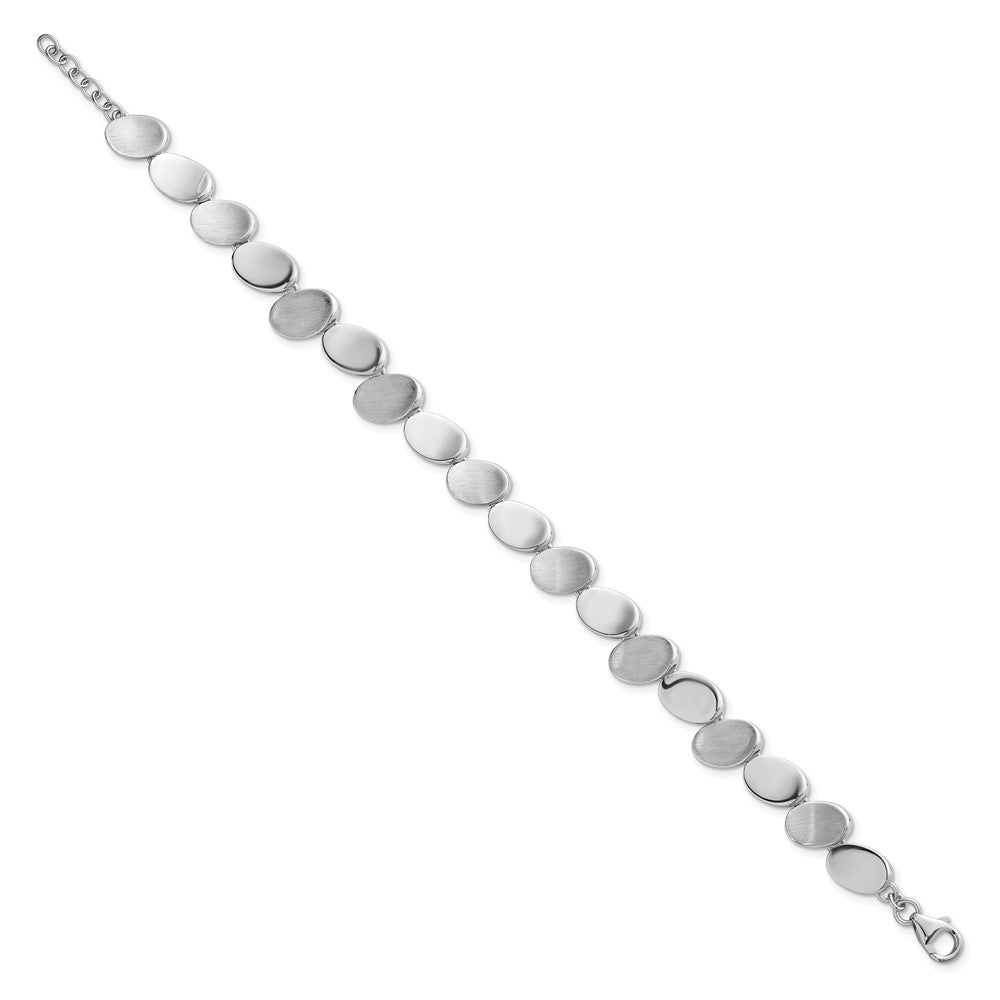 SS RH-pltd Brushed/Polished Ovals 7.5in w/.5in ext. Bracelet - Product Photo
