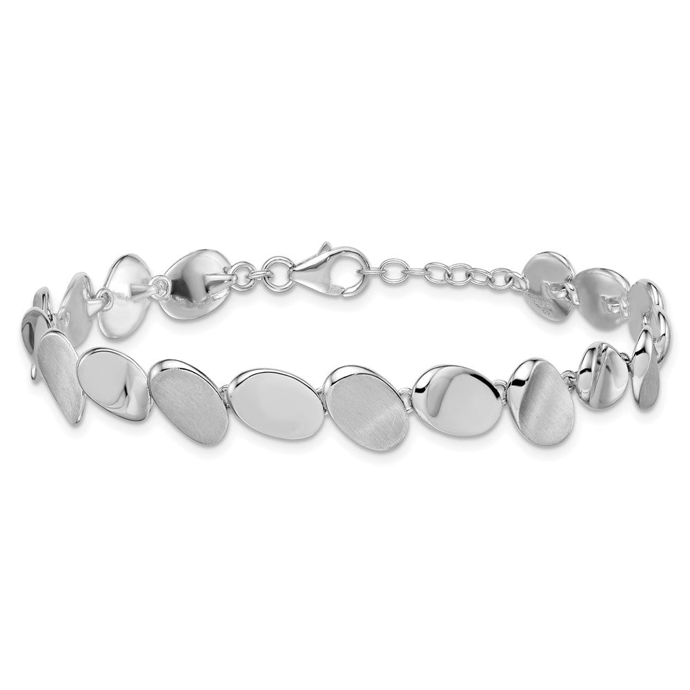 SS RH-pltd Brushed/Polished Ovals 7.5in w/.5in ext. Bracelet - Product Photo