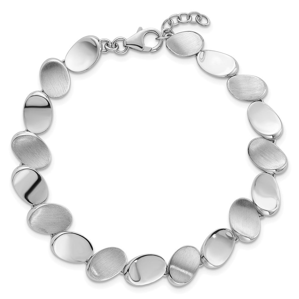 SS RH-pltd Brushed/Polished Ovals 7.5in w/.5in ext. Bracelet - Product Photo