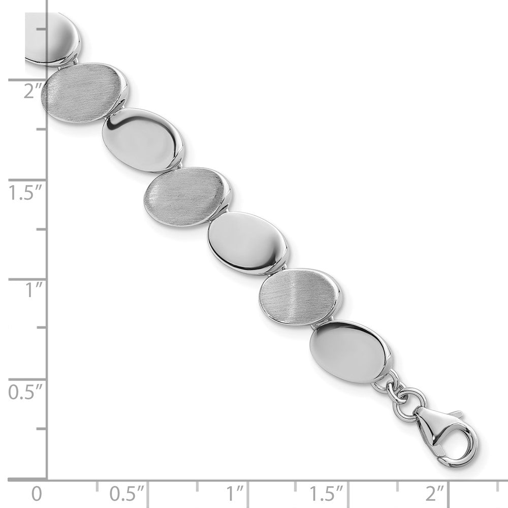 SS RH-pltd Brushed/Polished Ovals 7.5in w/.5in ext. Bracelet - Product Photo