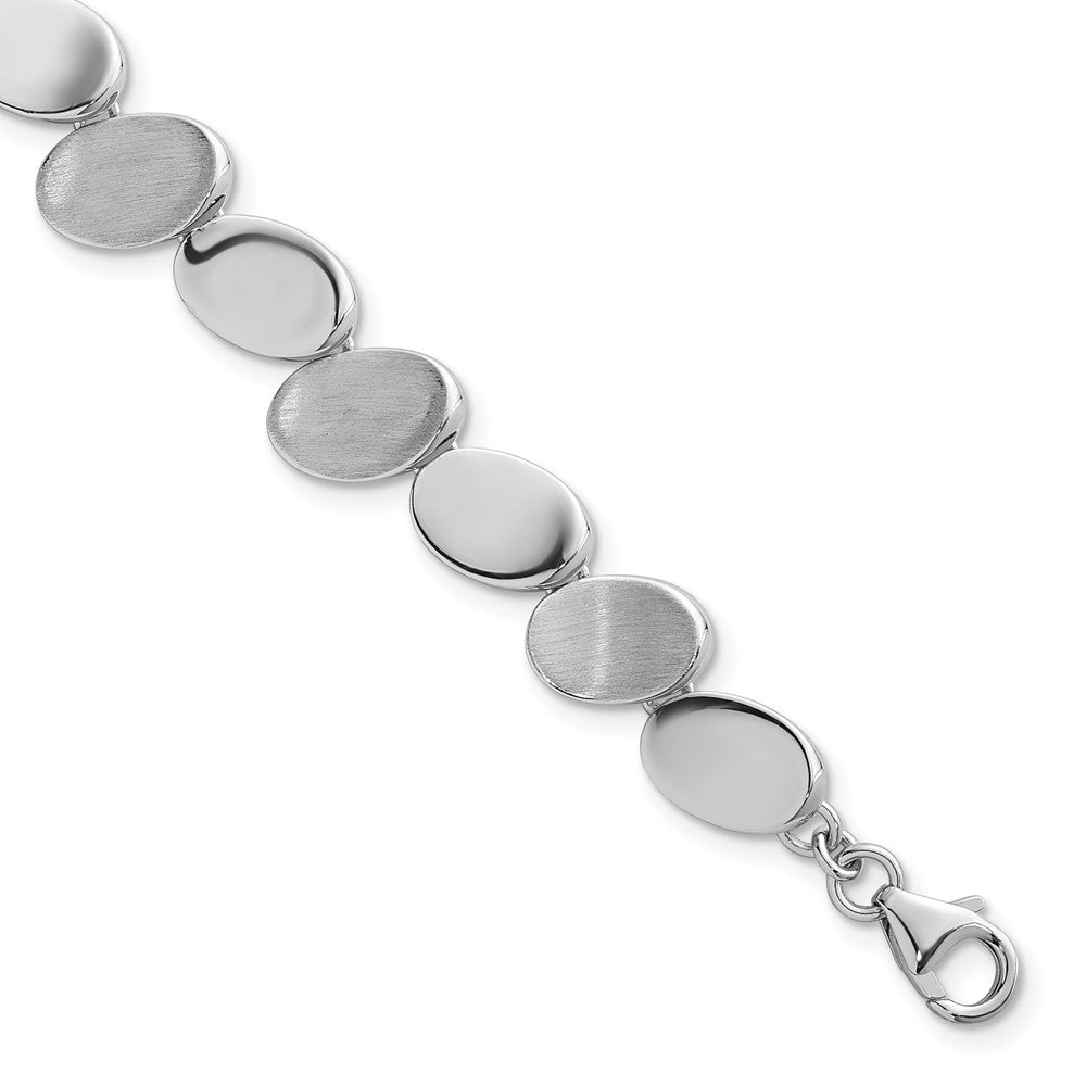 SS RH-pltd Brushed/Polished Ovals 7.5in w/.5in ext. Bracelet - Product Photo