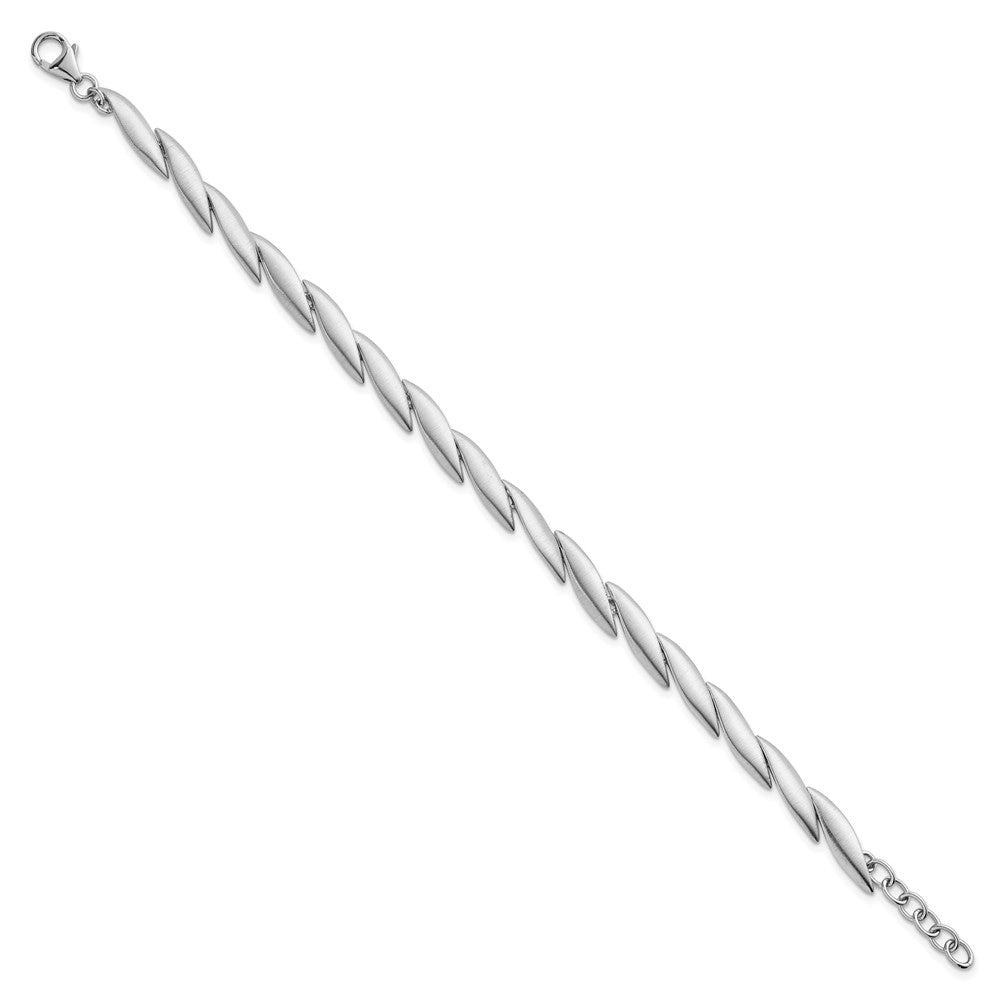 Sterling Silver Rh-plated Brushed Fancy 7in w/.5in ext. Bracelet - Product Photo