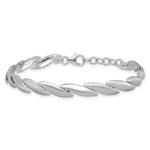 Sterling Silver Rh-plated Brushed Fancy 7in w/.5in ext. Bracelet - Product Photo