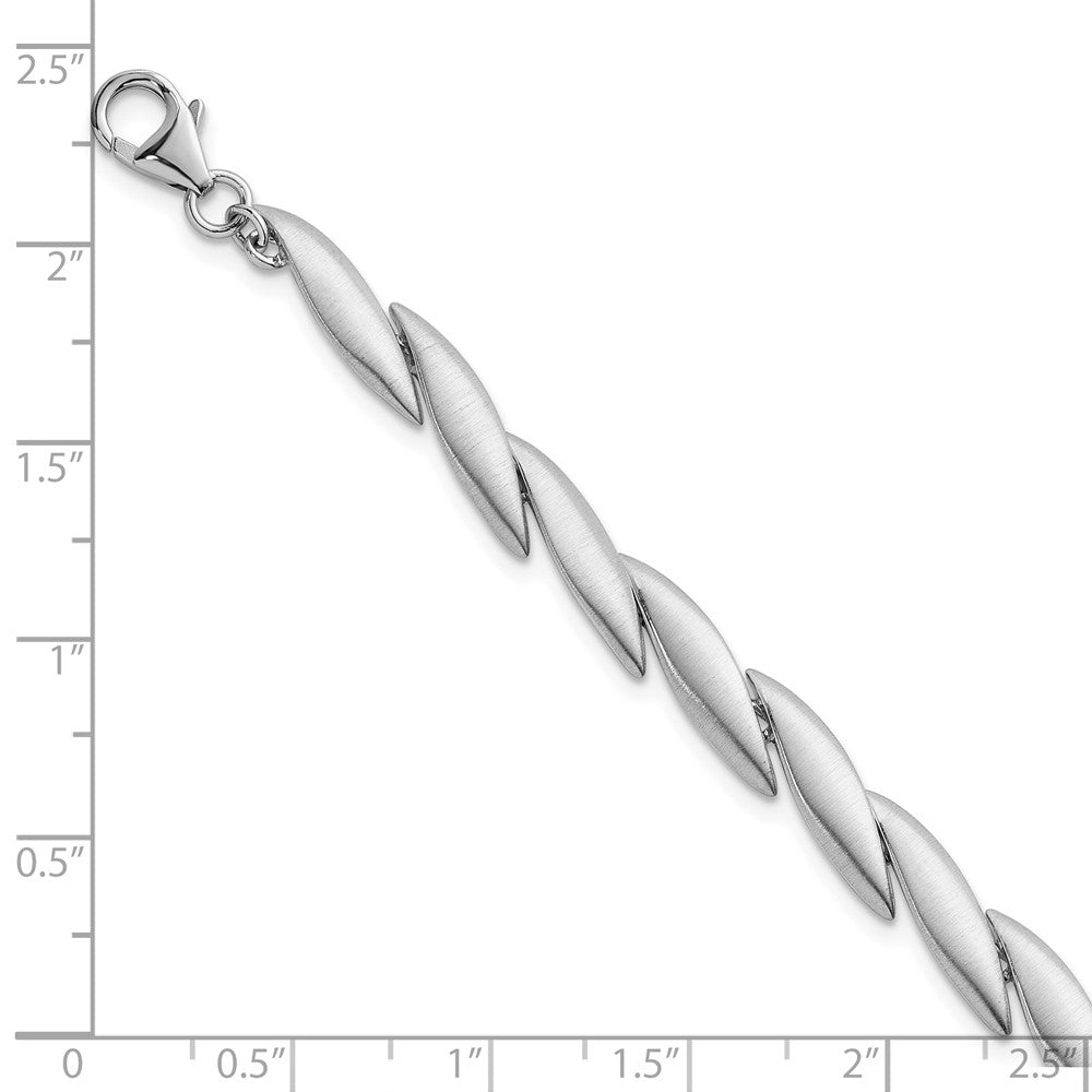 Sterling Silver Rh-plated Brushed Fancy 7in w/.5in ext. Bracelet - Product Photo