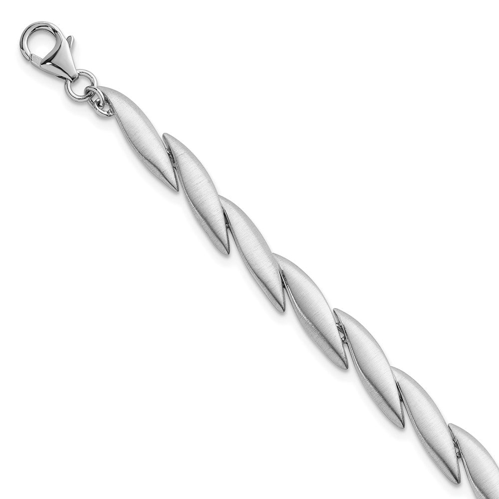 Sterling Silver Rh-plated Brushed Fancy 7in w/.5in ext. Bracelet - Product Photo