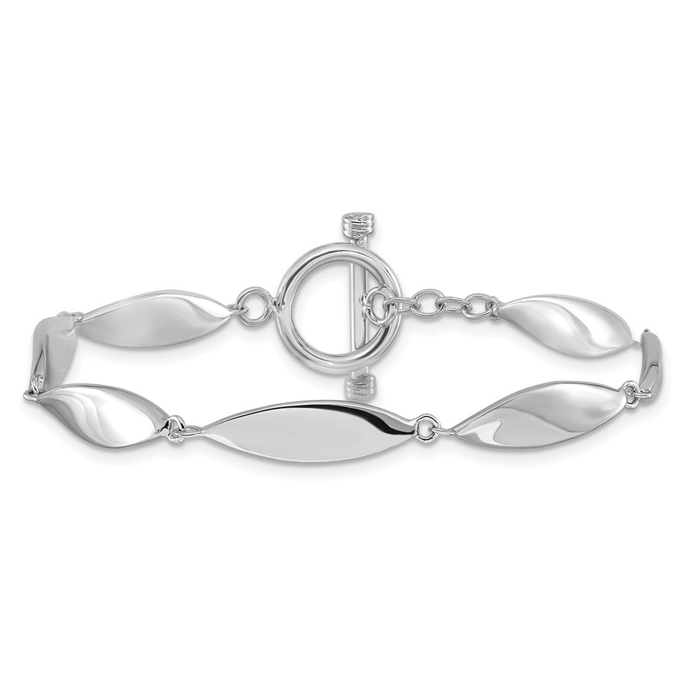 Sterling Silver Rhodium-plated Polished 7.5in Toggle Bracelet - Product Photo