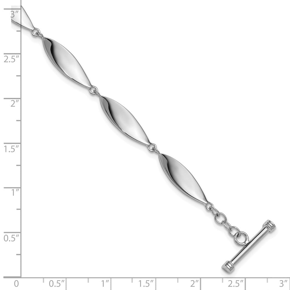 Sterling Silver Rhodium-plated Polished 7.5in Toggle Bracelet - Product Photo