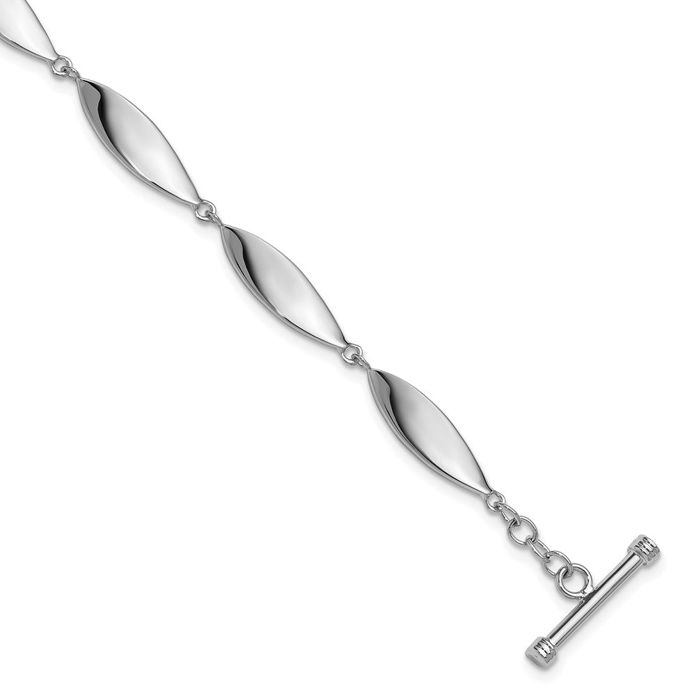 Sterling Silver Rhodium-plated Polished 7.5in Toggle Bracelet - Product Photo