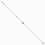 Sterling Silver CZ and Mother Of Pearl Evil Eye 6.75in w/.5in Ext Bracelet - Product Photo