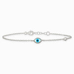 Sterling Silver CZ and Mother Of Pearl Evil Eye 6.75in w/.5in Ext Bracelet - Product Photo