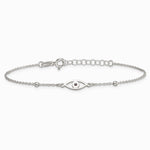 Sterling Silver Polished Black Enamel Evil Eye with 1in Ext Bracelet - Product Photo