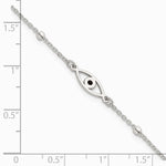 Sterling Silver Polished Black Enamel Evil Eye with 1in Ext Bracelet - Product Photo