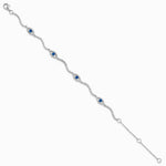 Sterling Silver RH-Pl. Pol. Lab Cr. Spinel CZ Evil Eye 6in w/ 2in Ext Bracelet - Product Photo
