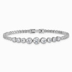 Sterling Silver Rhodium-plated Polished CZ Graduated Tennis Bracelet - Product Photo