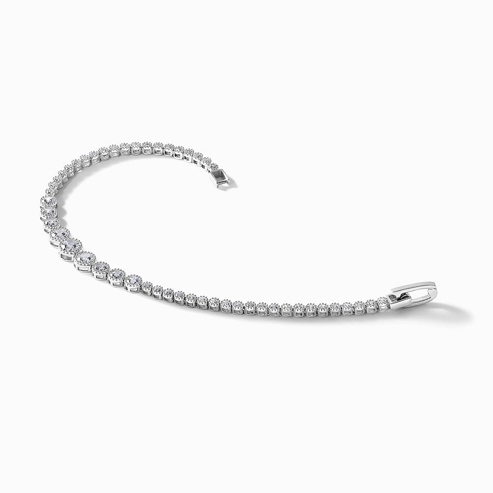 Sterling Silver Rhodium-plated Polished CZ Graduated Tennis Bracelet - Product Photo