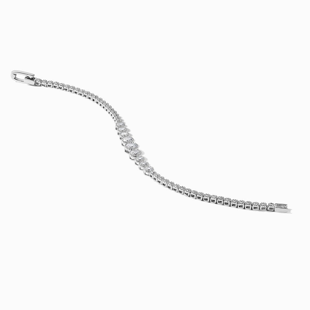 Sterling Silver Rhodium-plated Polished CZ Graduated Tennis Bracelet - Product Photo