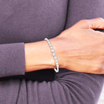 Sterling Silver Rhodium-plated Polished CZ Graduated Tennis Bracelet - Product Photo