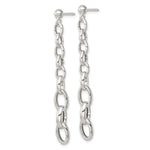 Sterling Silver Polished Graduated Link Post Dangle Earrings - Product Photo