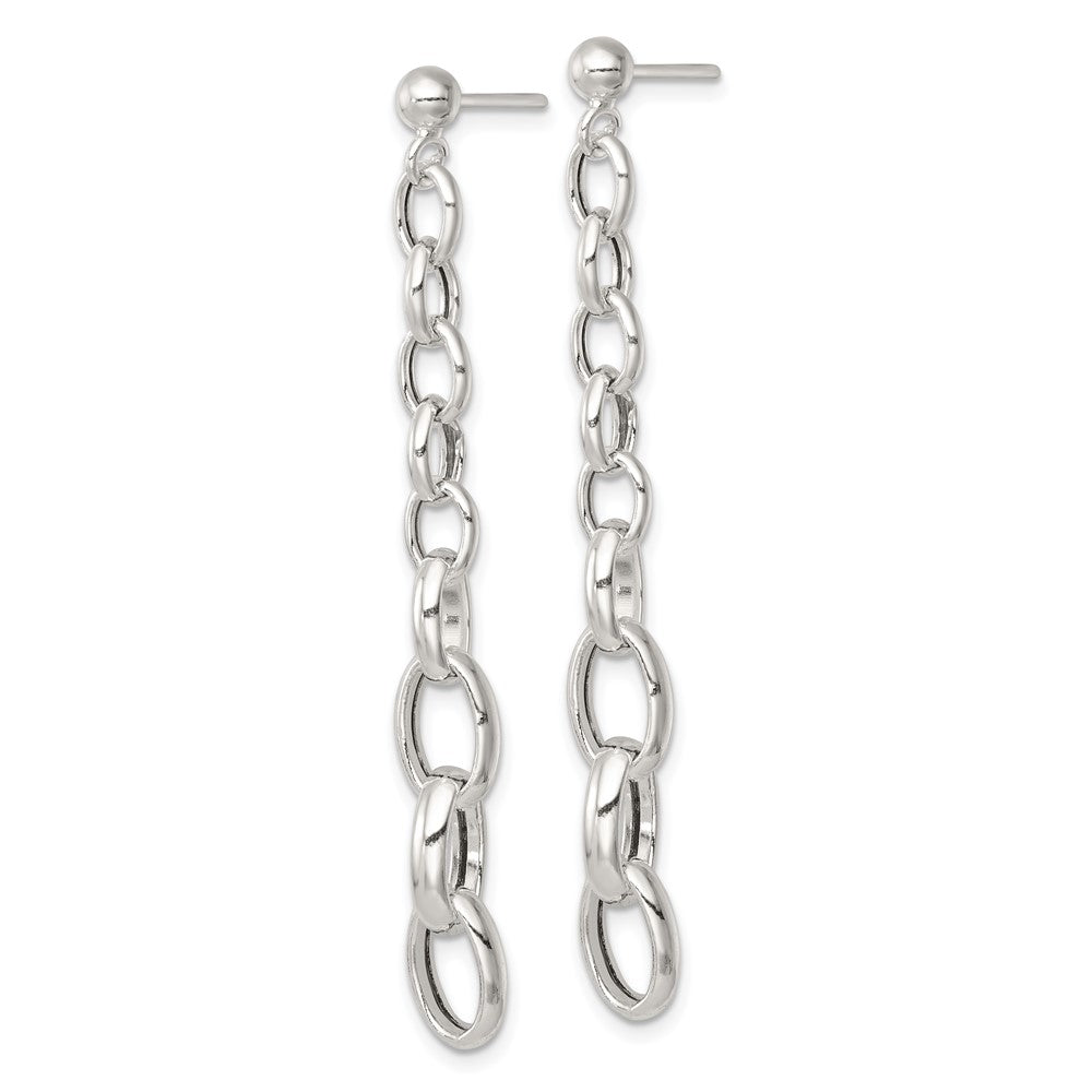 Sterling Silver Polished Graduated Link Post Dangle Earrings - Product Photo