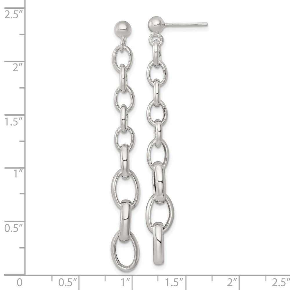 Sterling Silver Polished Graduated Link Post Dangle Earrings - Product Photo