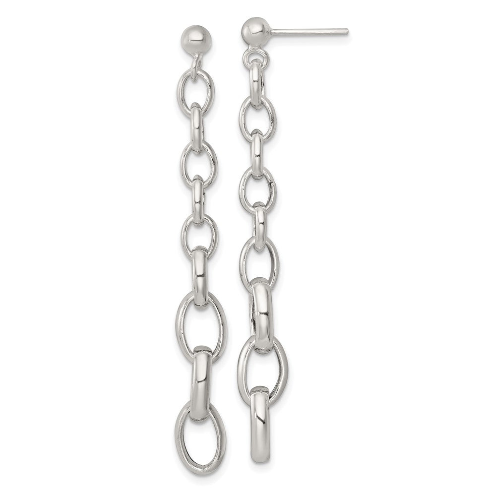 Sterling Silver Polished Graduated Link Post Dangle Earrings - Product Photo