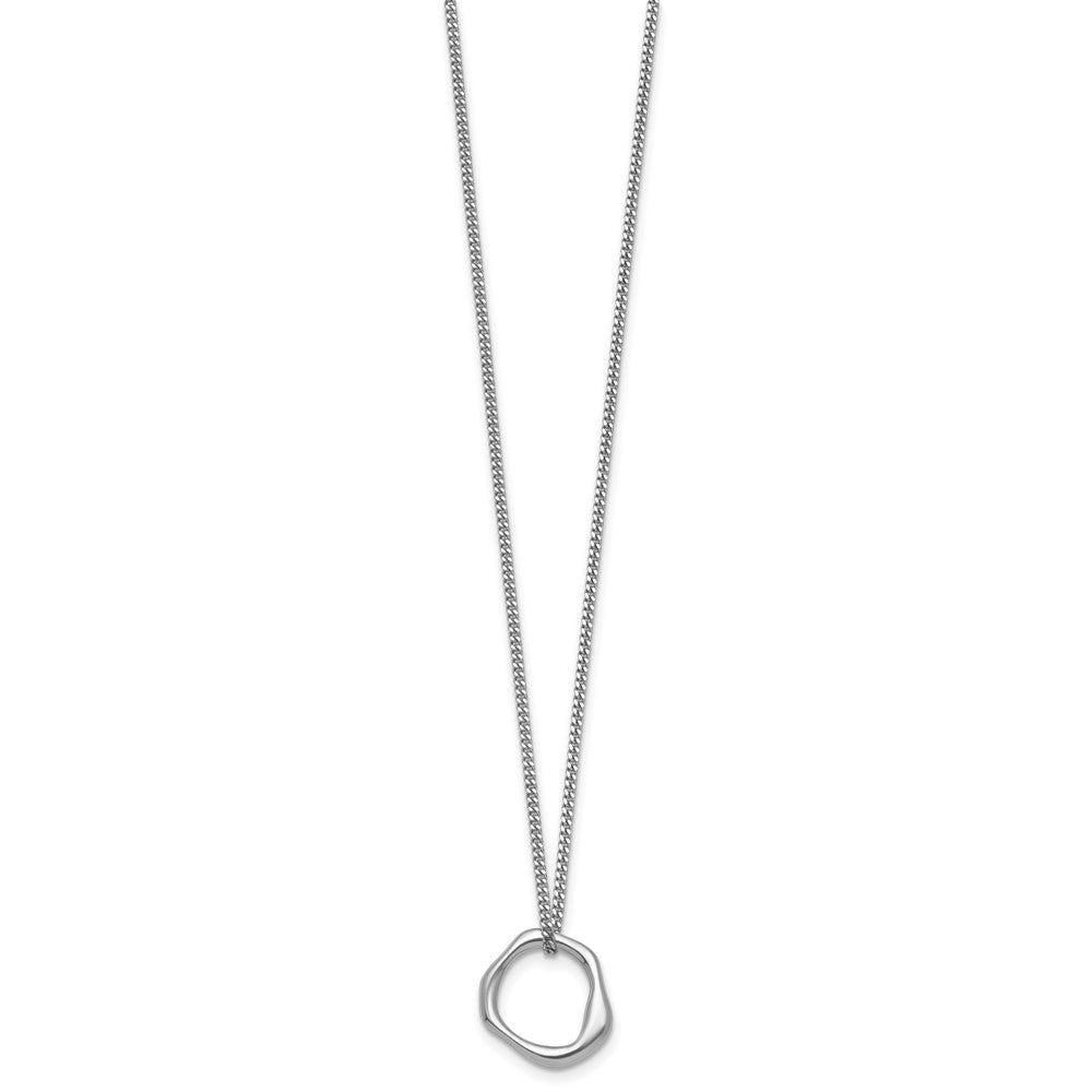 Sterling Silver Rhodium-plated Polished 16 w/2in ext Abstract Necklace - Product Photo