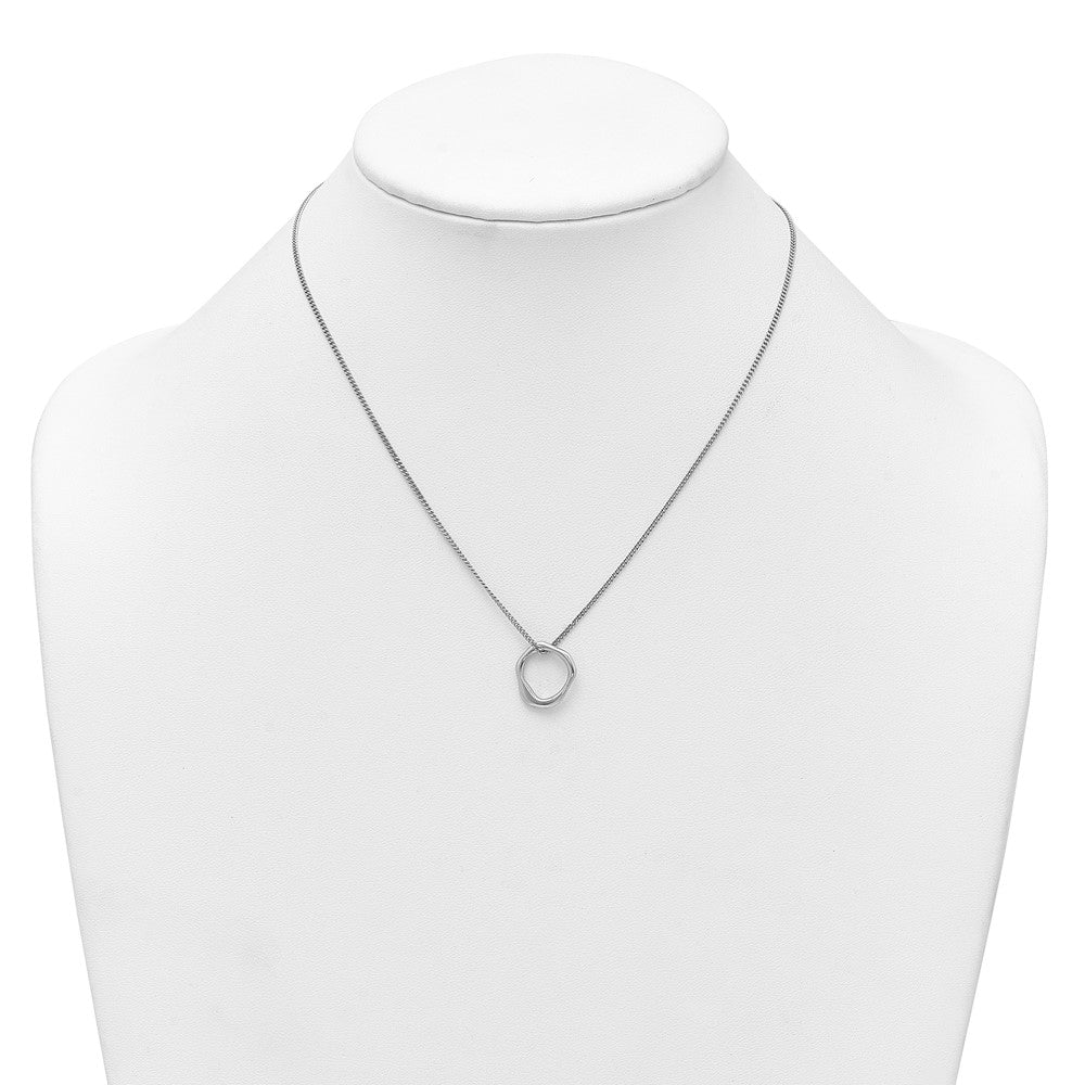 Sterling Silver Rhodium-plated Polished 16 w/2in ext Abstract Necklace - Product Photo