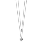 Sterling Silver Rhodium-plated 2 Strand Enamel Mom Heart with 1in ext Necklace - Product Photo