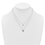 Sterling Silver Rhodium-plated 2 Strand Enamel Mom Heart with 1in ext Necklace - Product Photo