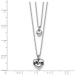 Sterling Silver Rhodium-plated 2 Strand Enamel Mom Heart with 1in ext Necklace - Product Photo
