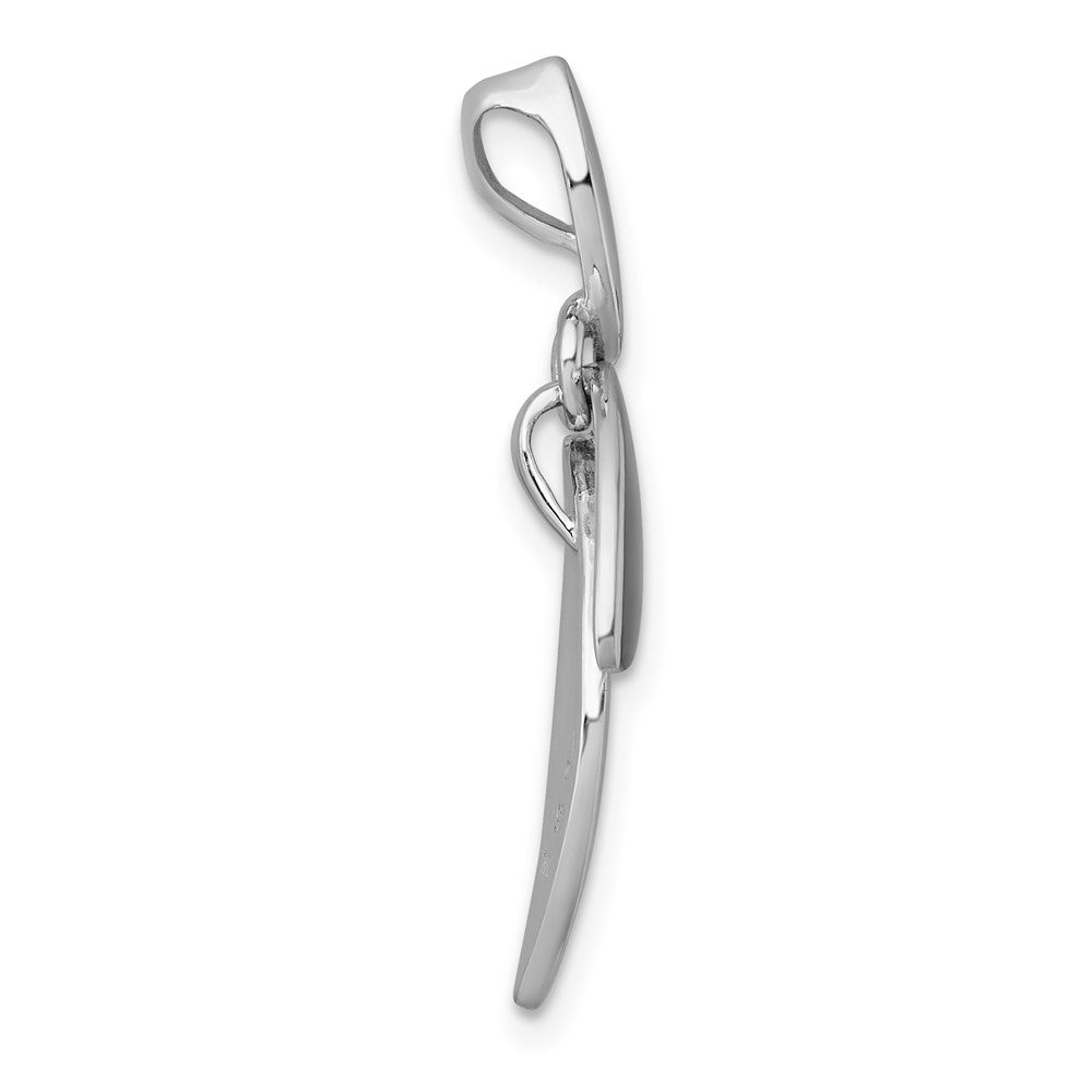 Sterling Silver Rh-pltd Brushed/Polished Fancy Chain Slide Pendant - Product Photo