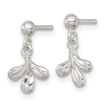 Sterling Silver Polished 3 Leaf Post Dangle Earrings - Product Photo