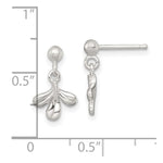 Sterling Silver Polished 3 Leaf Post Dangle Earrings - Product Photo