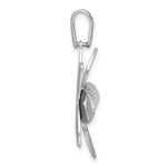 Sterling Silver Rhodium-plated Polished Textured Flower Pendant - Product Photo