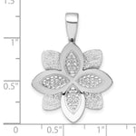Sterling Silver Rhodium-plated Polished Textured Flower Pendant - Product Photo