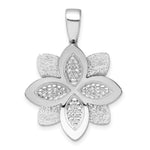Sterling Silver Rhodium-plated Polished Textured Flower Pendant - Product Photo