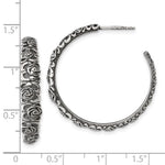Sterling Silver Antiqued Graduated Floral Post Hoop Earrings - Product Photo