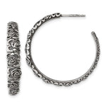 Sterling Silver Antiqued Graduated Floral Post Hoop Earrings - Product Photo