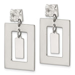 Sterling Silver Rectangle Mother of Pearl Post Dangle Earrings - Product Photo