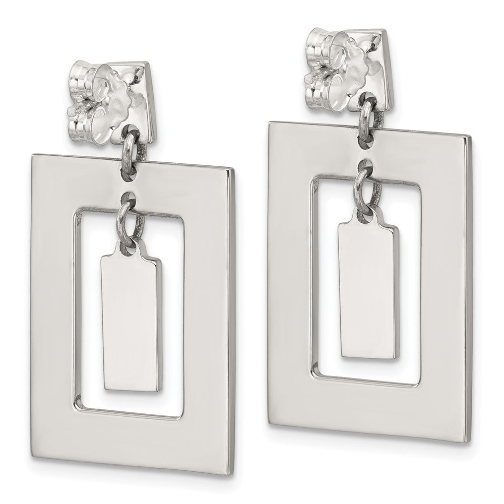 Sterling Silver Rectangle Mother of Pearl Post Dangle Earrings - Product Photo