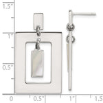 Sterling Silver Rectangle Mother of Pearl Post Dangle Earrings - Product Photo