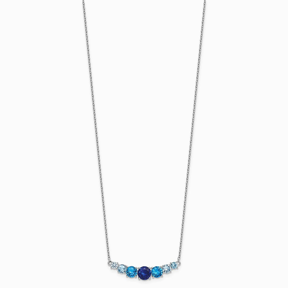 Sterling Silver RH-plated Lab Cr. Spinel/Cr. Aquamarine 16in w/ 2in Ext Necklace - Product Photo